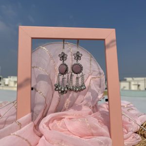 Ghazala Ghungru Earrings-Dust Pink