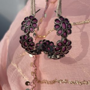 Muskaan Half Hoop Earrings- Ruby