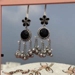 Ghazala Ghungru Earrings-Black