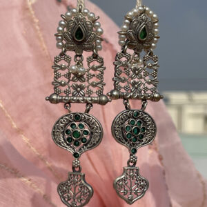 nazaaqat elevated long earrings grey