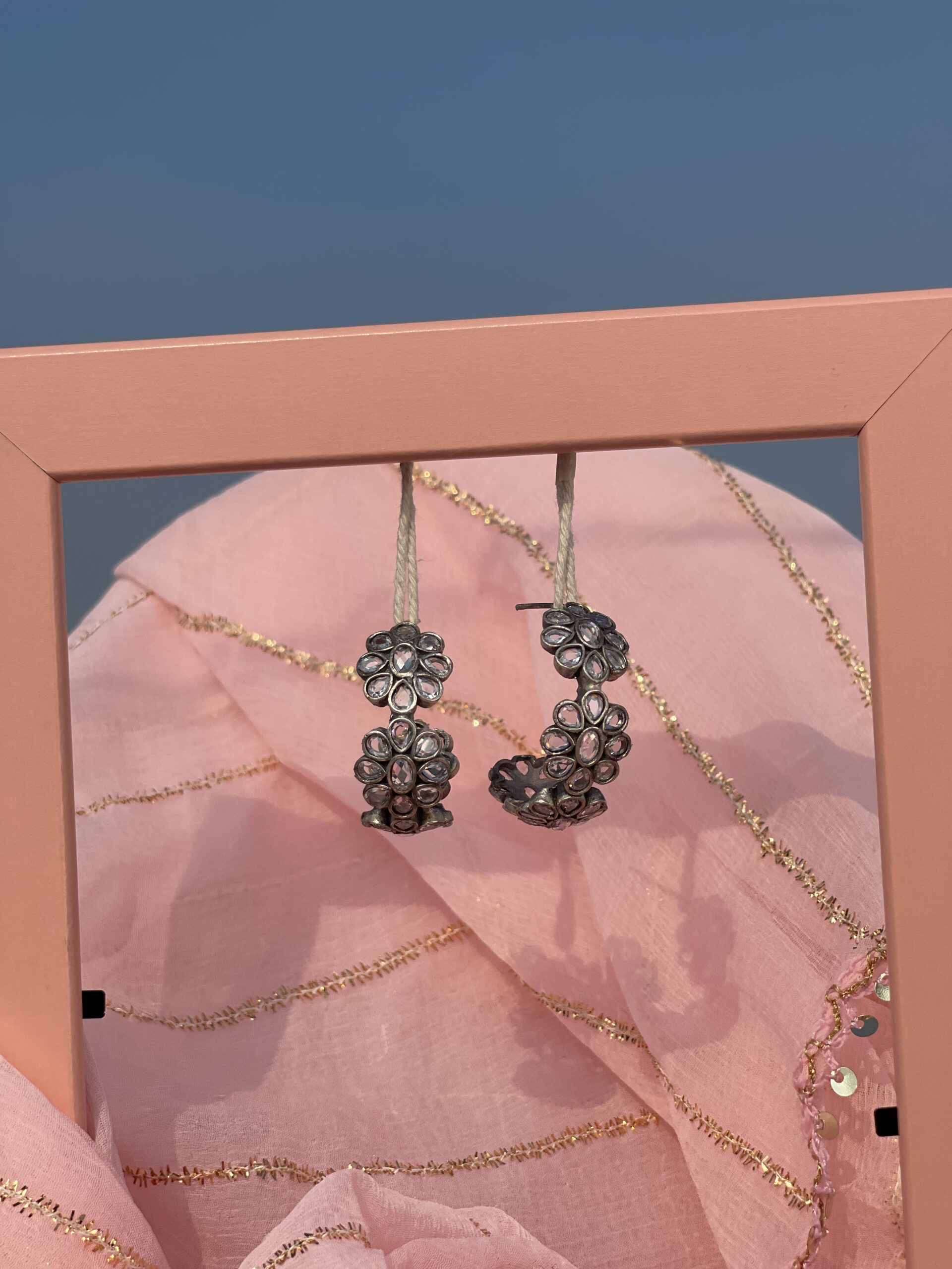 Muskaan Half Hoop Earrings- Crystal White Muskaan Half Hoop Earrings- Crystal White