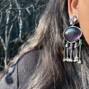 geet statement dangler earrings violet & multi