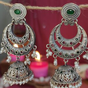 chandni chandbaali green & white