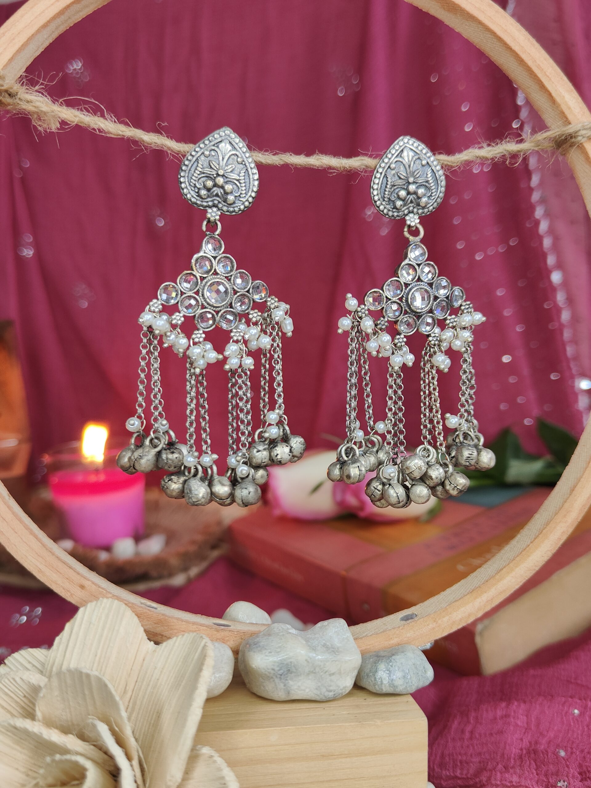 Sadia Ghungru Earrings - White Sadia Ghungru Earrings