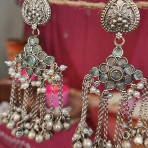 Sadia Ghungru Earrings - Mint