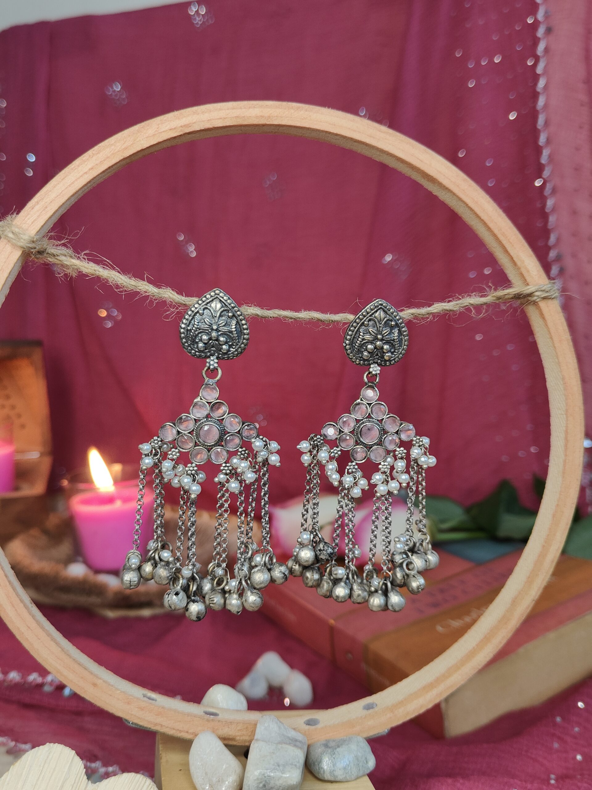 Sadia Ghungru Earrings - Pink Sadia Ghungru Earrings